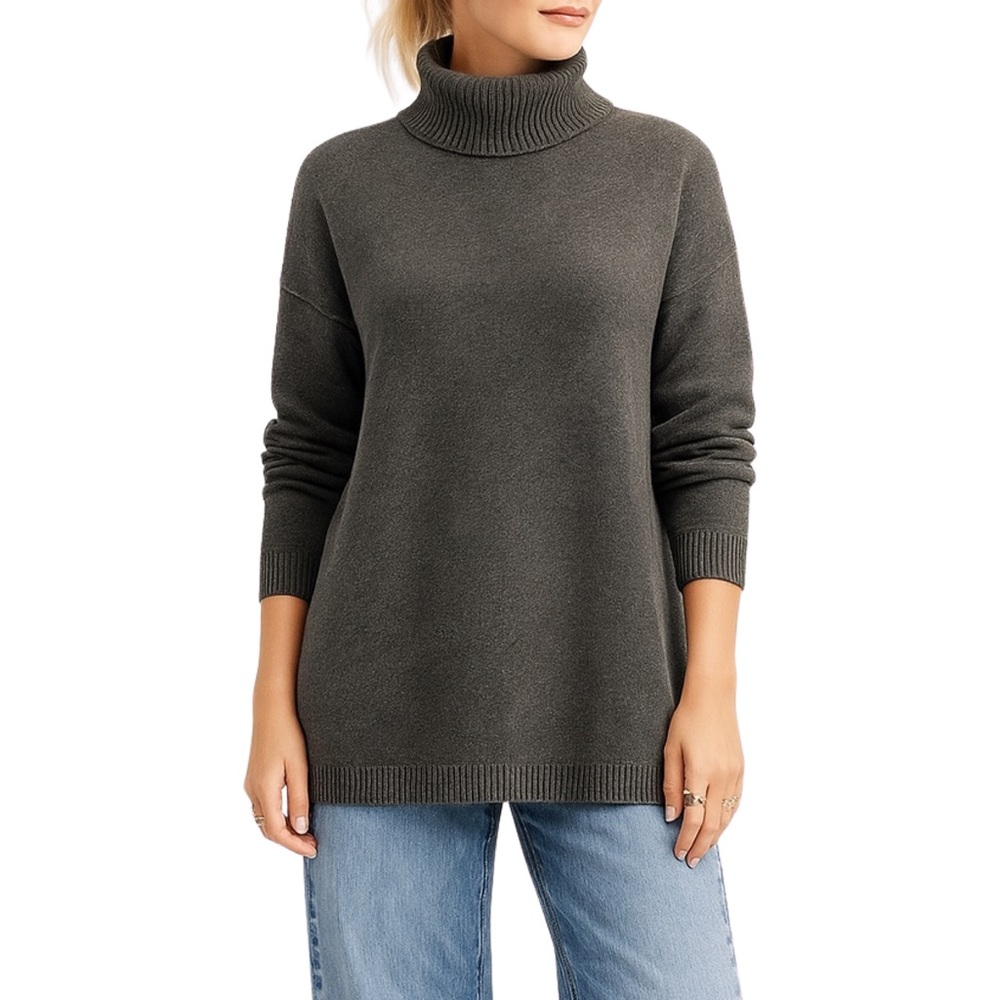 French Connection Babysoft Ribbed Turtleneck Sweater - S - Brunswick Green